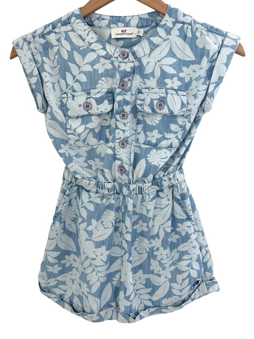 Vineyard Vines Chambray Utility Romper Size Small (7-8)